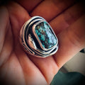 Size 7 (N 1/2) Sterling silver hallmarked double wrapped snake and turquoise ring