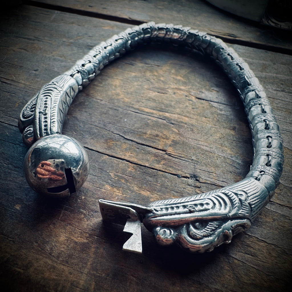 8.5” vintage handmade sterling silver articulated rare dragon bracelet