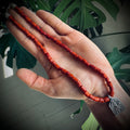 15” reworked red coral bead necklace with spiritual talisman in sterling silver