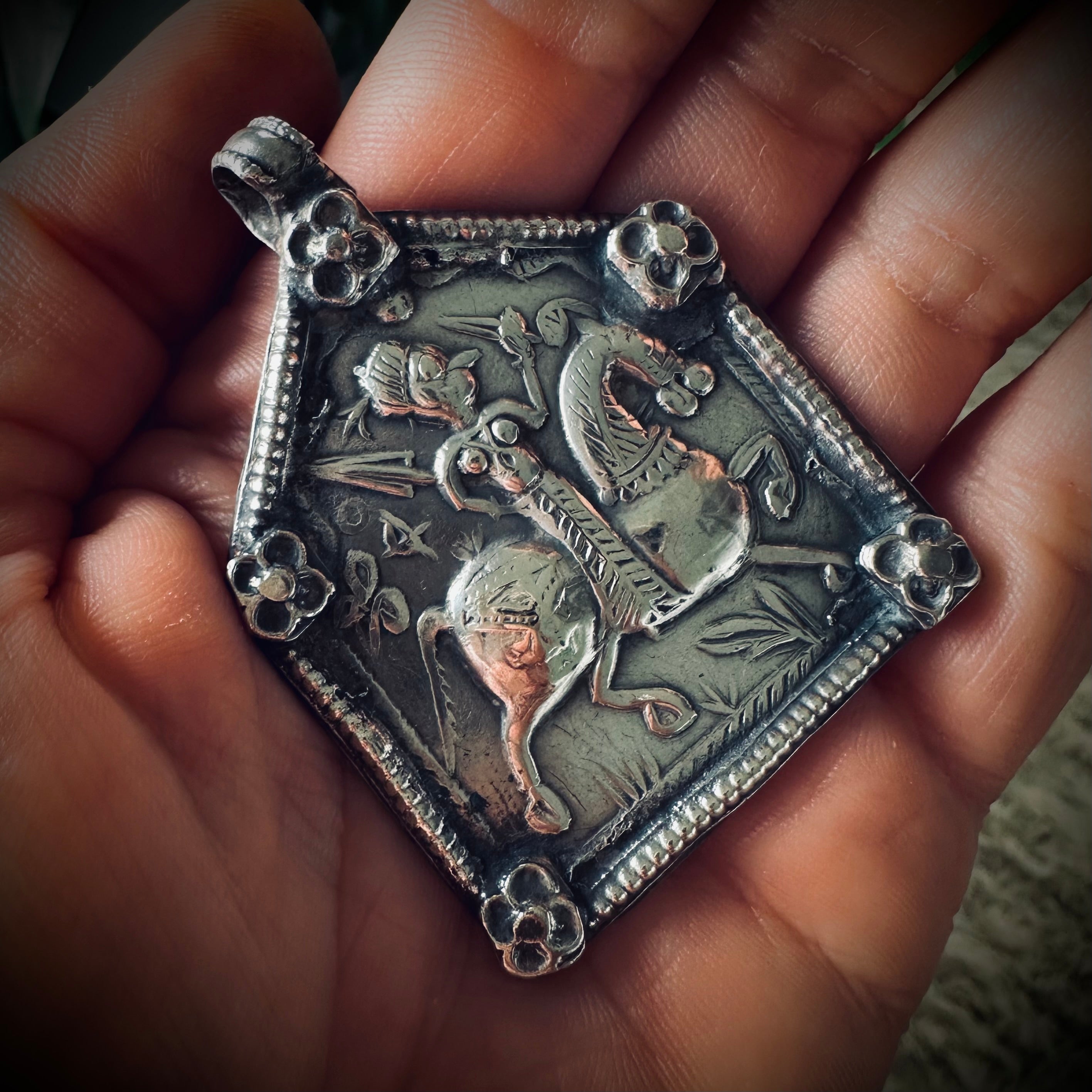 Vintage silver Goddess talisman pendant (extra large)