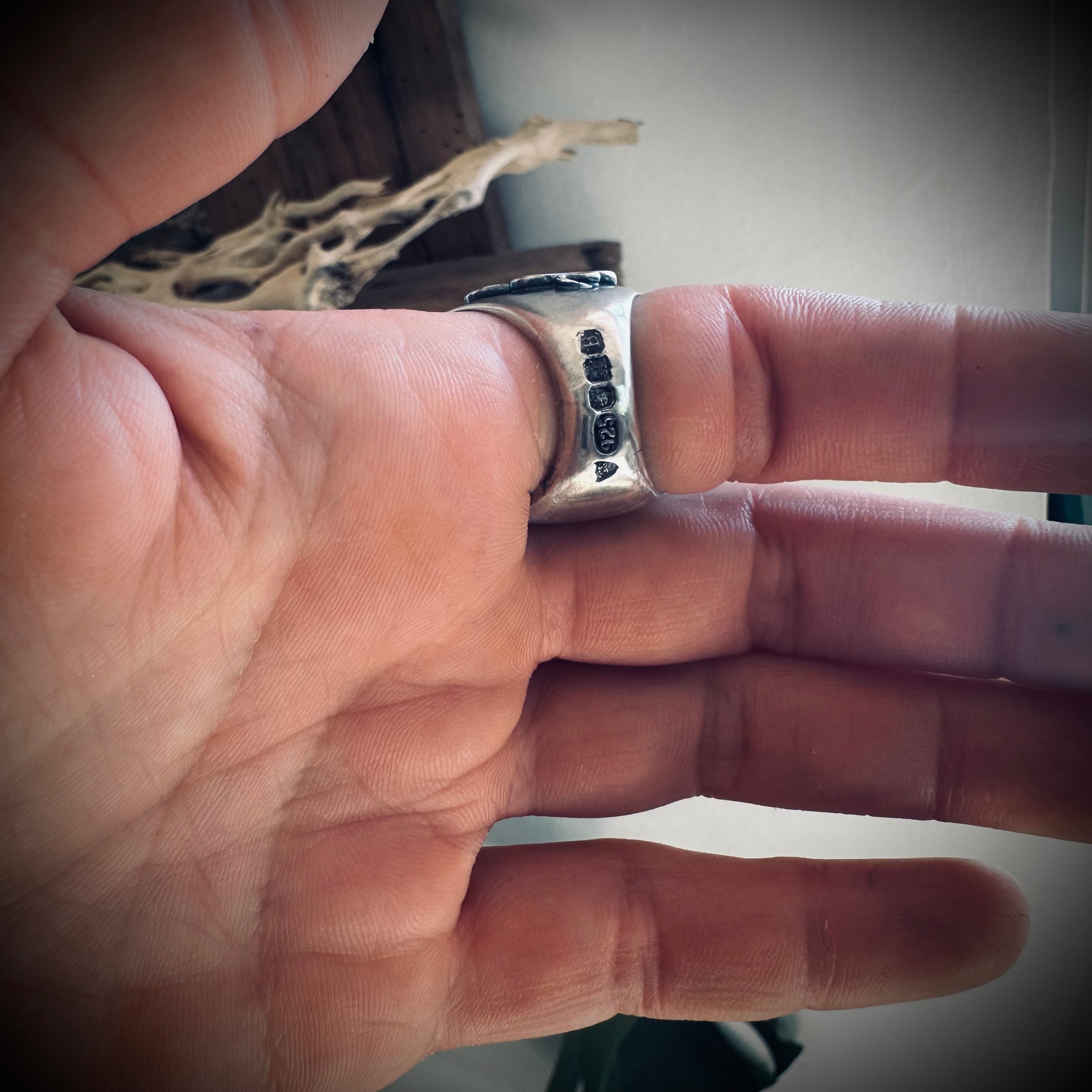 Size 7.5 (O) Sterling silver hallmarked double wrapped snake and turquoise ring