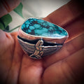Size 9 (R 1/2) Sterling silver hallmarked turquoise winged Isis ring
