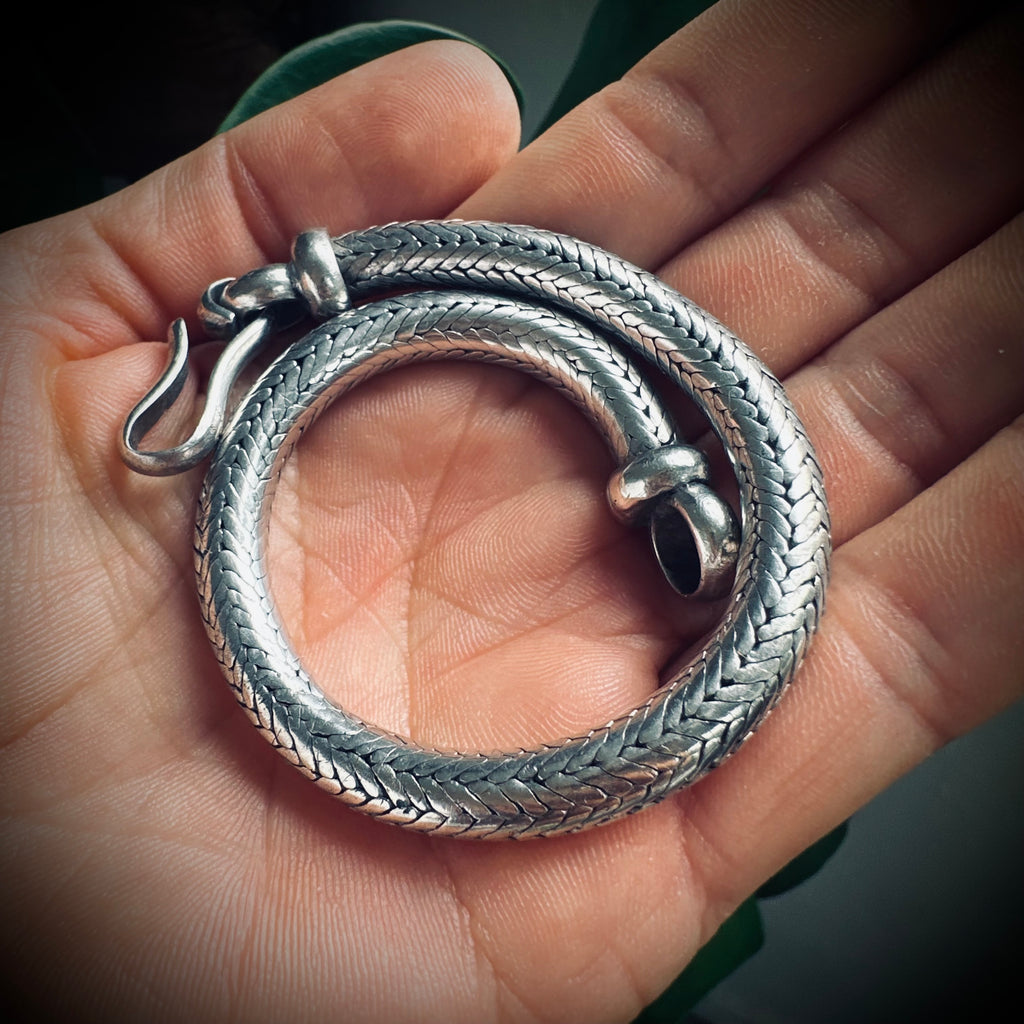 8.5” 55g sterling silver snake chain bracelet with heavy woven design