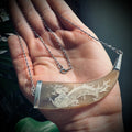 21” reworked vintage horn necklace sterling silver with gorgeous carved dragon