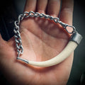 8.5” handmade sterling chain and bone “tusk” bracelet with Albert clip