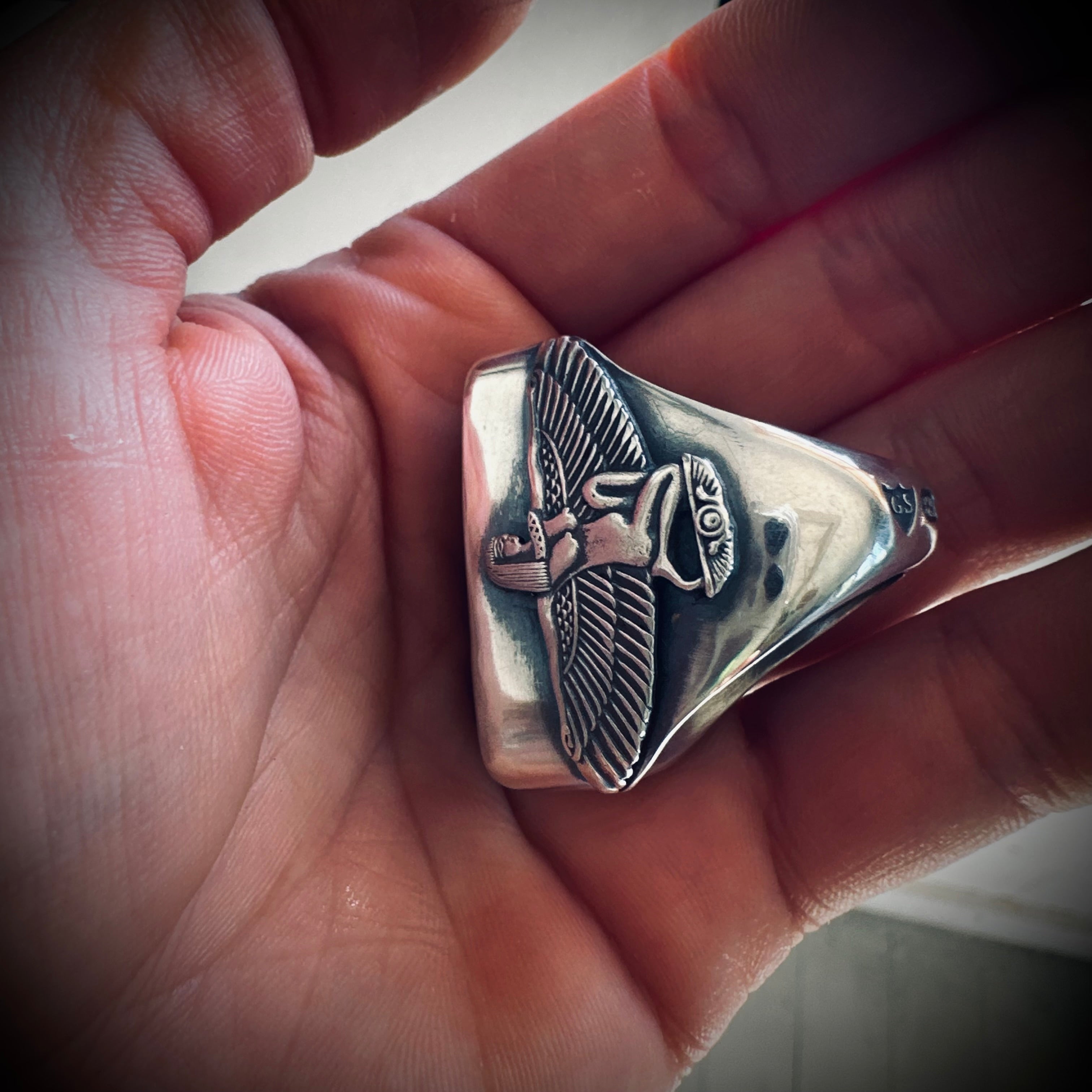 Size 9 (R 1/2) Sterling silver hallmarked turquoise winged Isis ring