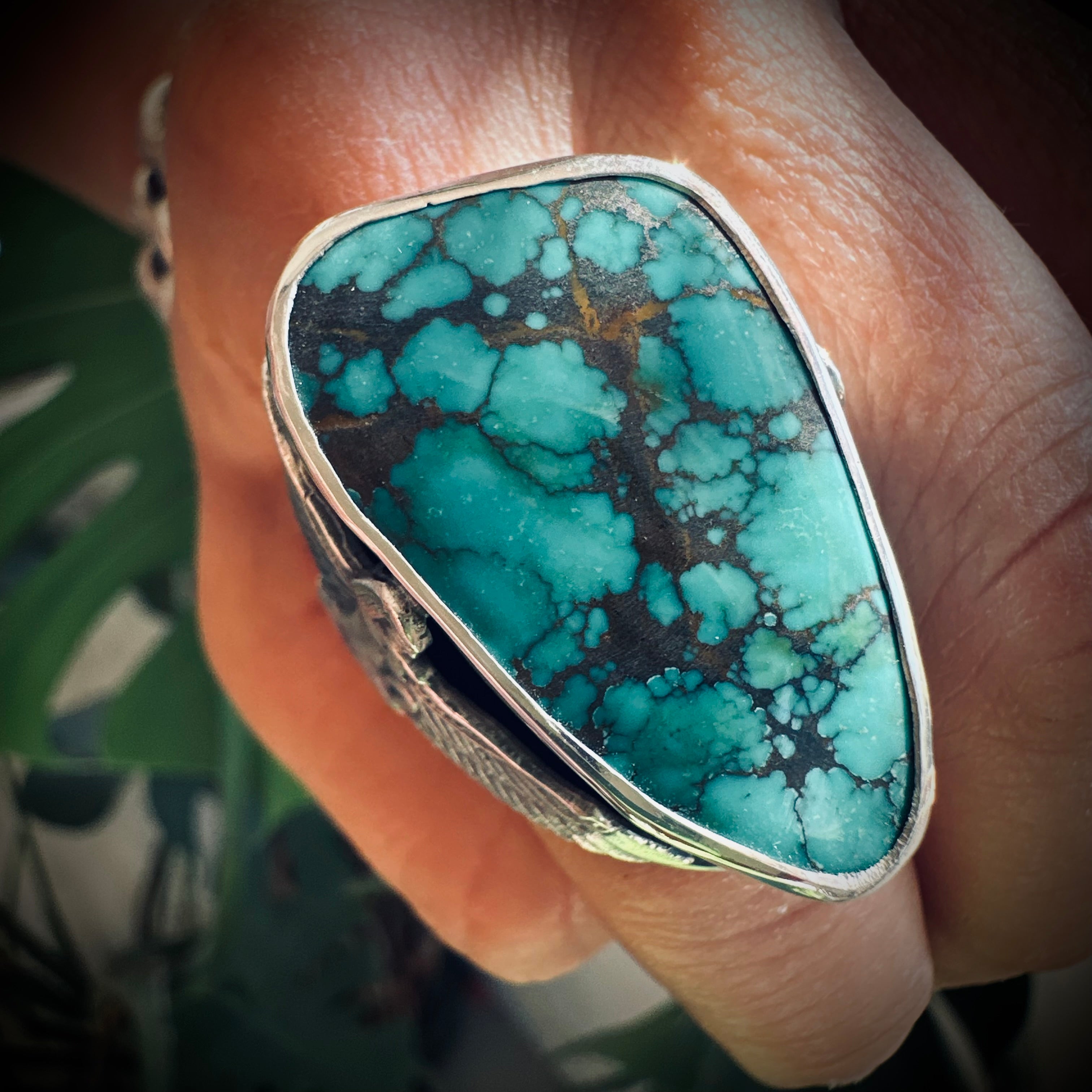 Size 9 (R 1/2) Sterling silver hallmarked turquoise winged Isis ring