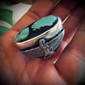 Size 6.5 (M 1/2) Sterling silver hallmarked turquoise winged Isis ring