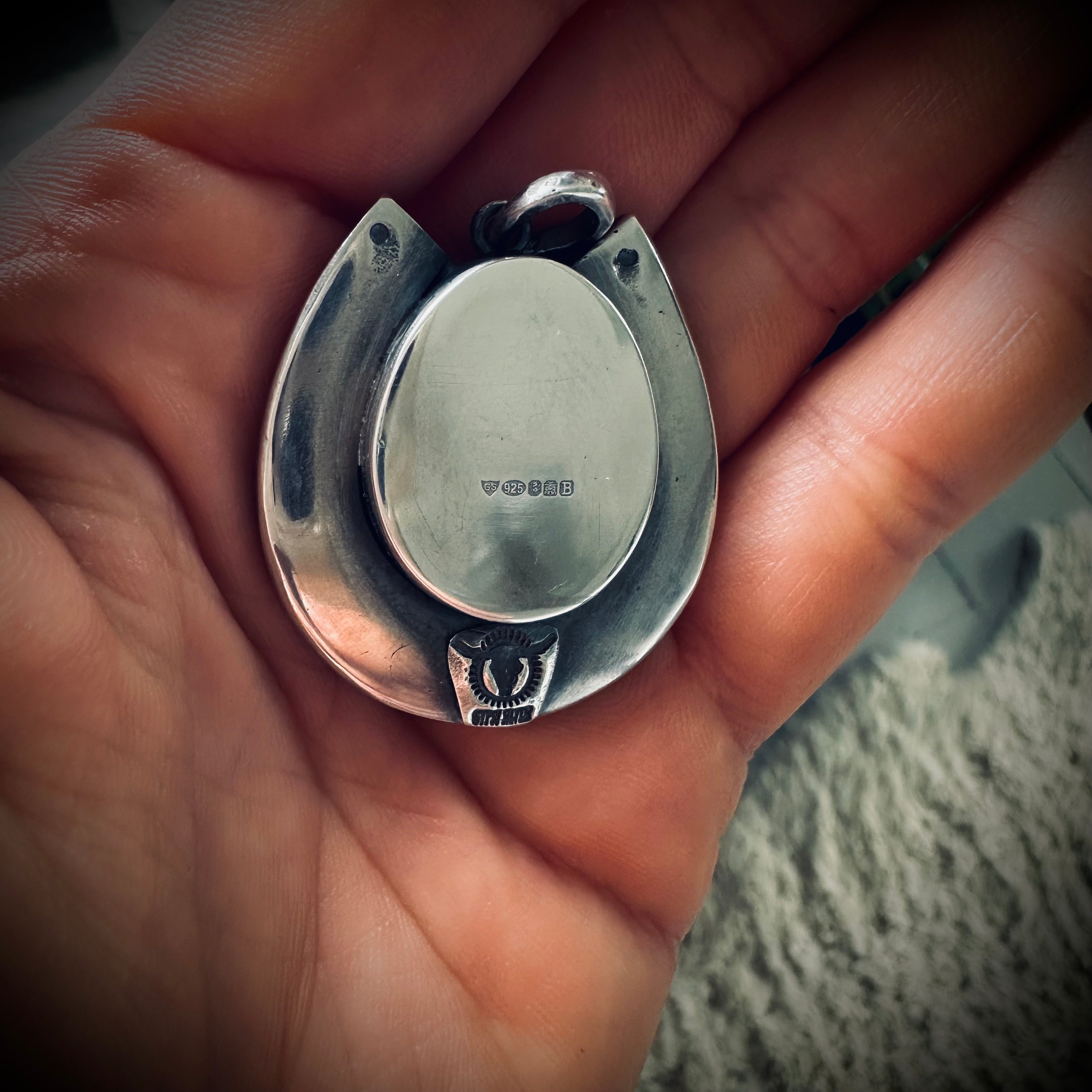 Sterling silver hallmarked lucky horseshoe necklace with turquoise