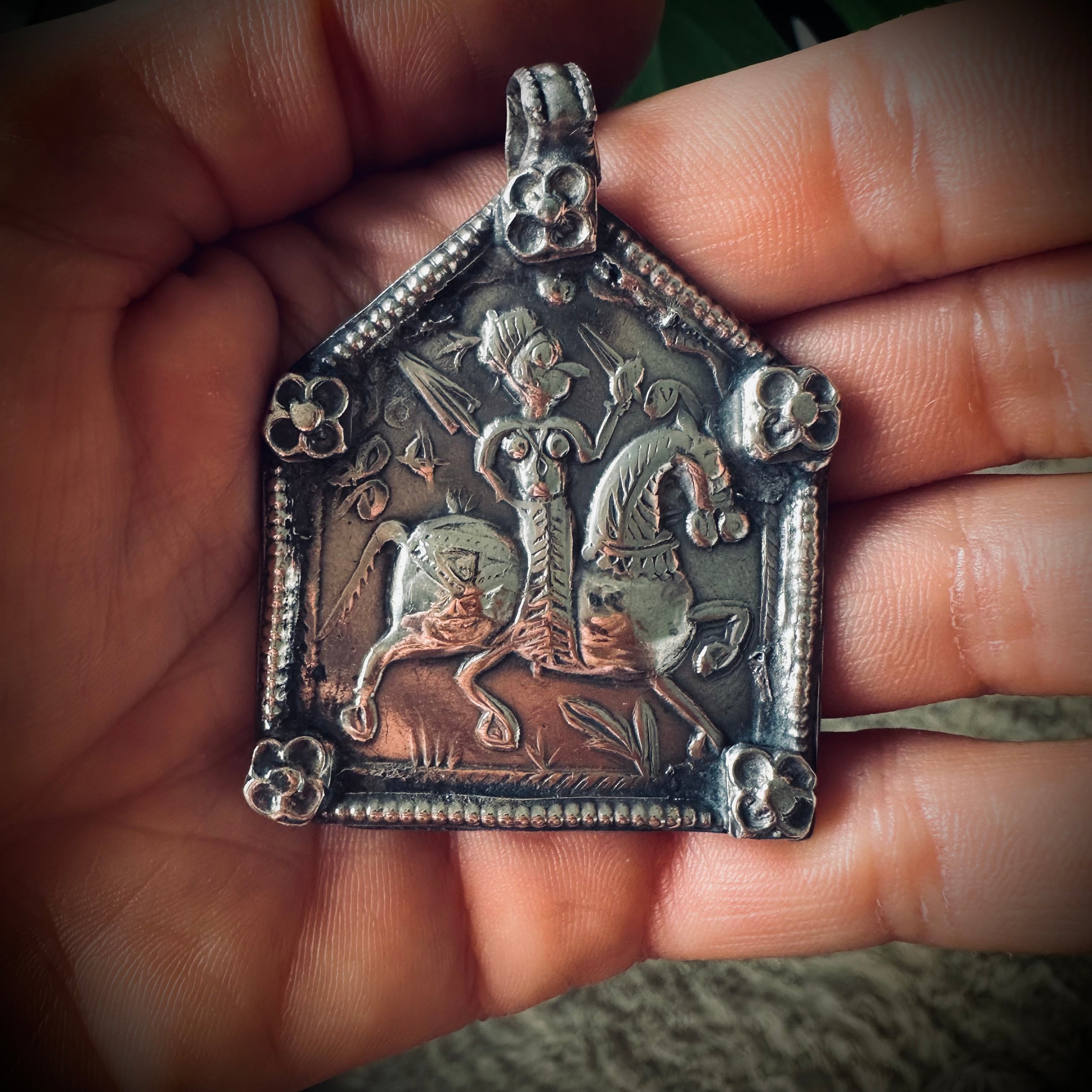 Vintage silver Goddess talisman pendant (extra large)