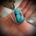 Size 6.5 (M 1/2) sterling silver hallmarked turquoise ring