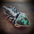 Sterling silver hallmarked scorpion pendant with turquoise