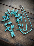 28” vintage Zuni Native American hand carved animal totem necklace with sterling silver fastening