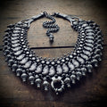248g 16” + 6” extender big heavy Indian vintage bib necklace with chunky bolt ring in sterling silver