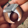 Double vintage carved shell “claw pendant” in sterling silver
