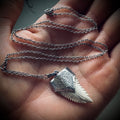 Fossilised shark tooth necklace in hallmarked sterling silver with 23” chain
