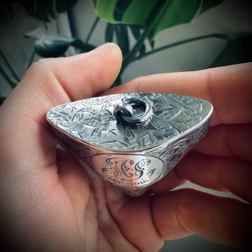 Large fossilised shark tooth pendant in hallmarked sterling silver