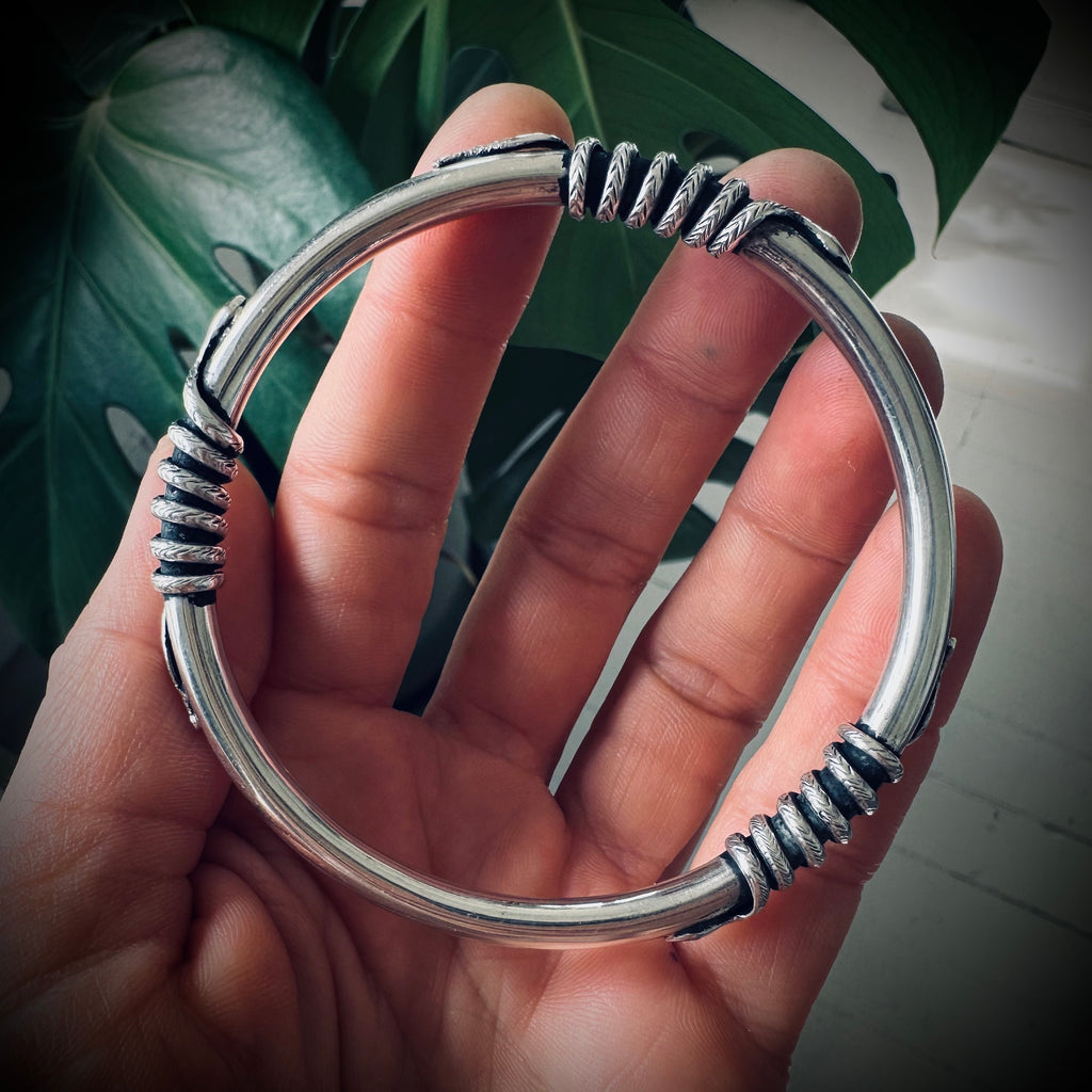 8” vintage snake bangle in sterling silver
