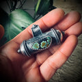 Handmade GS hallmarked sterling silver chunky prayer box pendant with turquoise