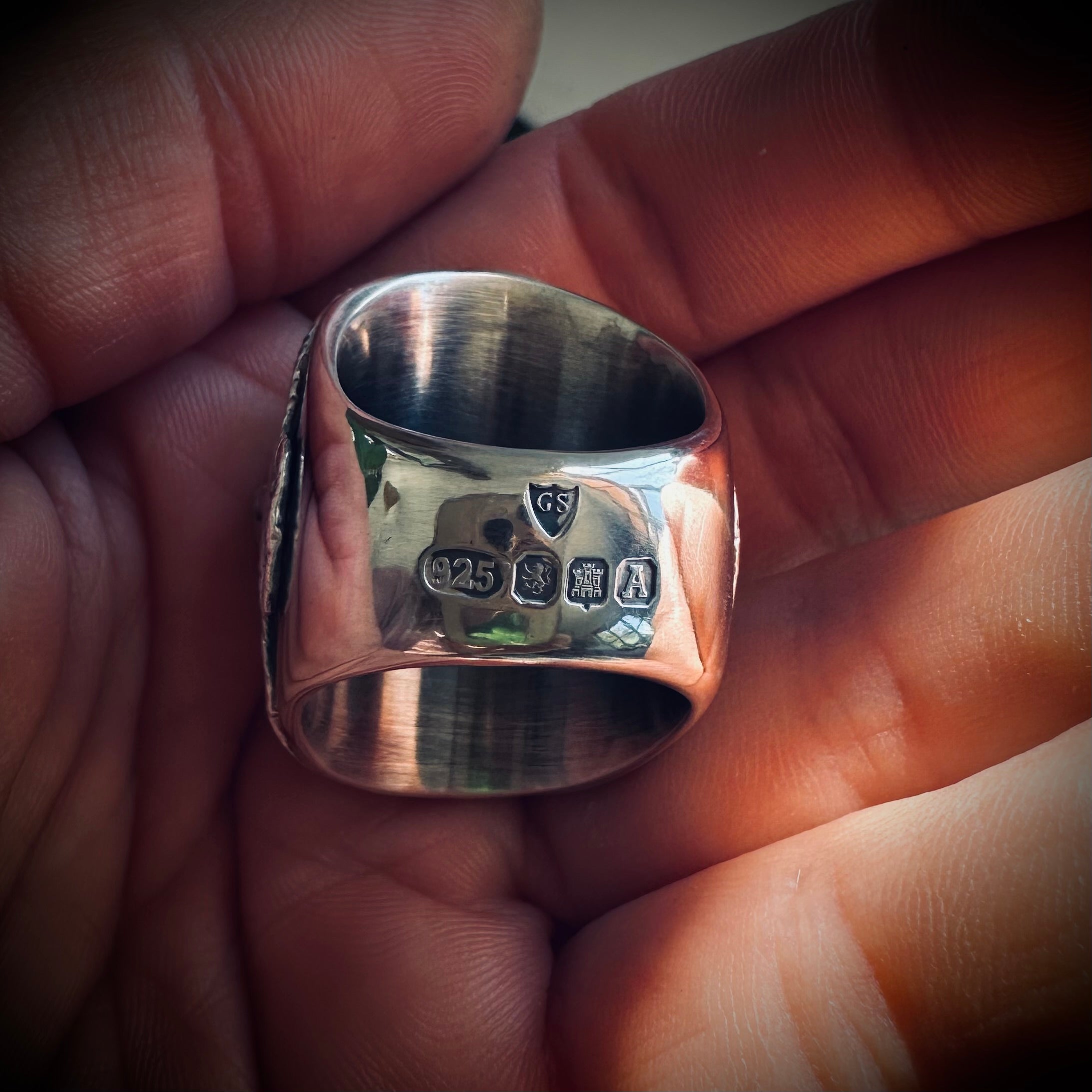 Size 8 (P 1/2) Sterling silver hallmarked turquoise winged Isis ring