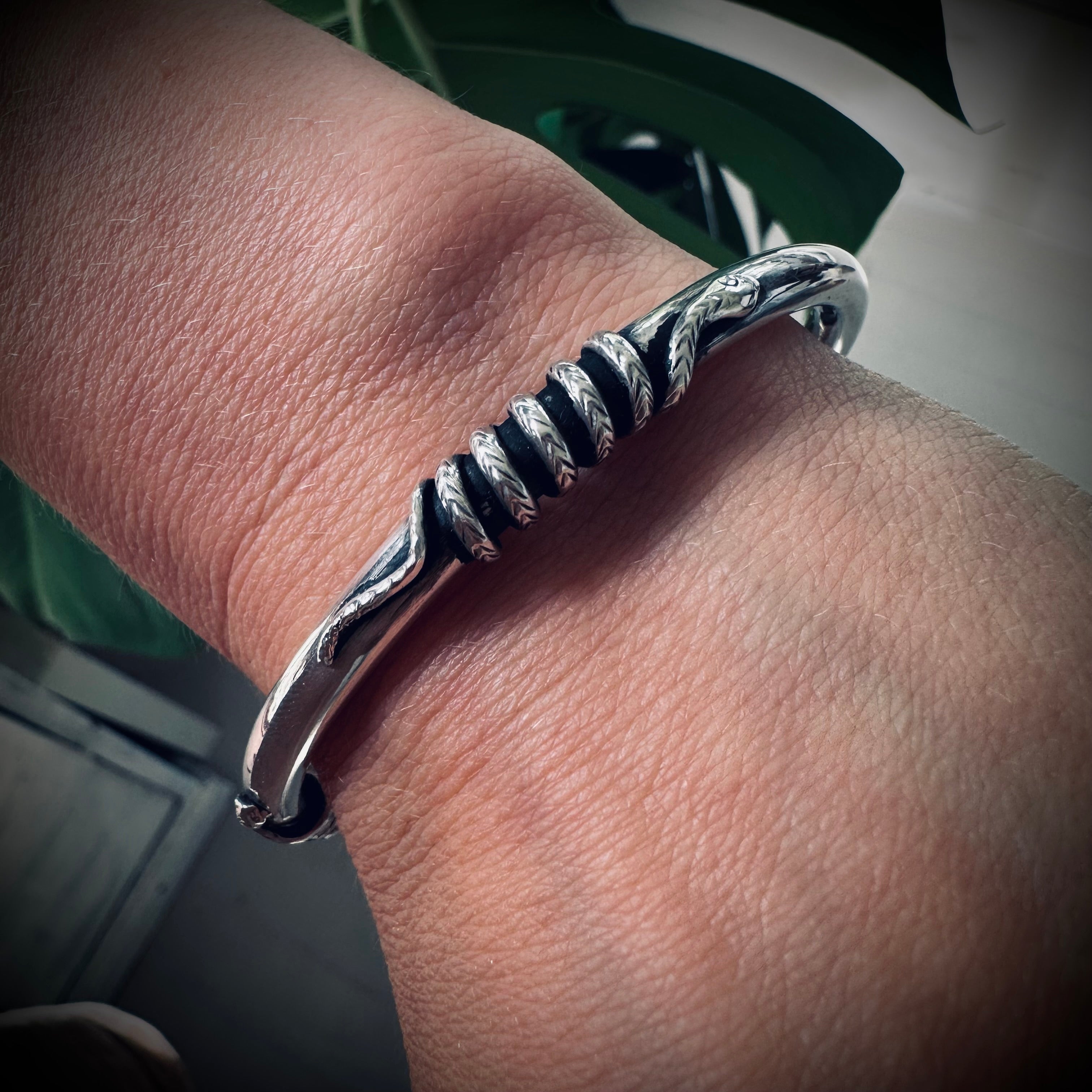 8” vintage snake bangle in sterling silver