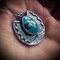 Sterling silver hallmarked lucky horseshoe necklace with turquoise