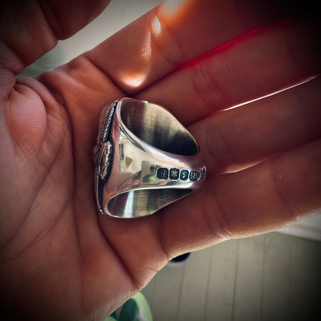 Size 9 (R 1/2) Sterling silver hallmarked turquoise winged Isis ring