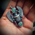 Hallmarked sterling silver and turquoise scarab pendant