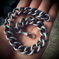 Vintage large 10” 65g sterling silver chain bracelet - hallmarked on each link (10mm wide open links)