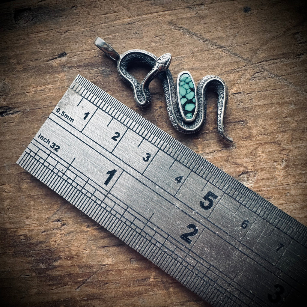 Sterling silver GS turquoise snake pendant