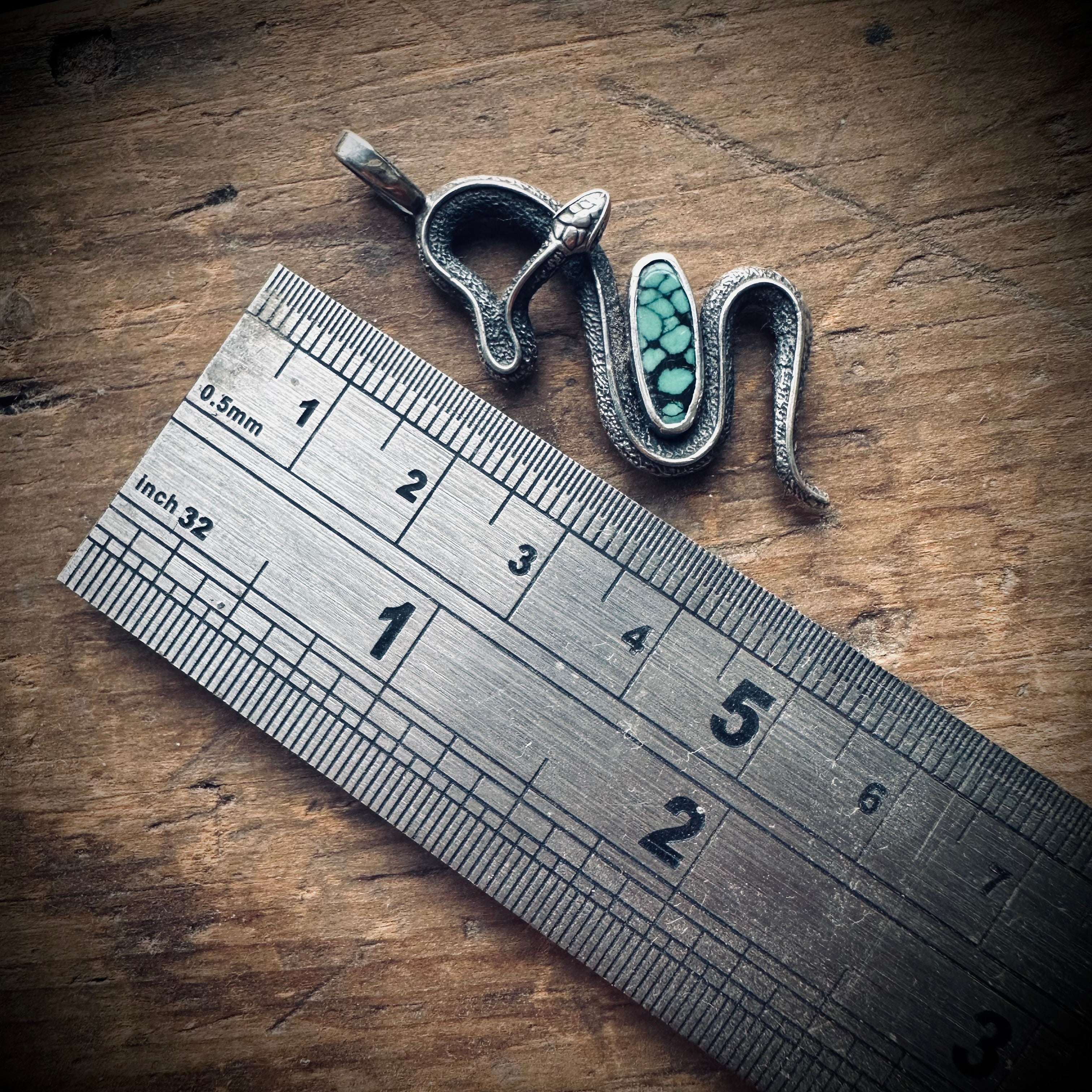 Sterling silver GS turquoise snake pendant
