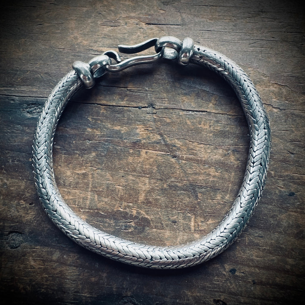 8.5” 55g sterling silver snake chain bracelet with heavy woven design