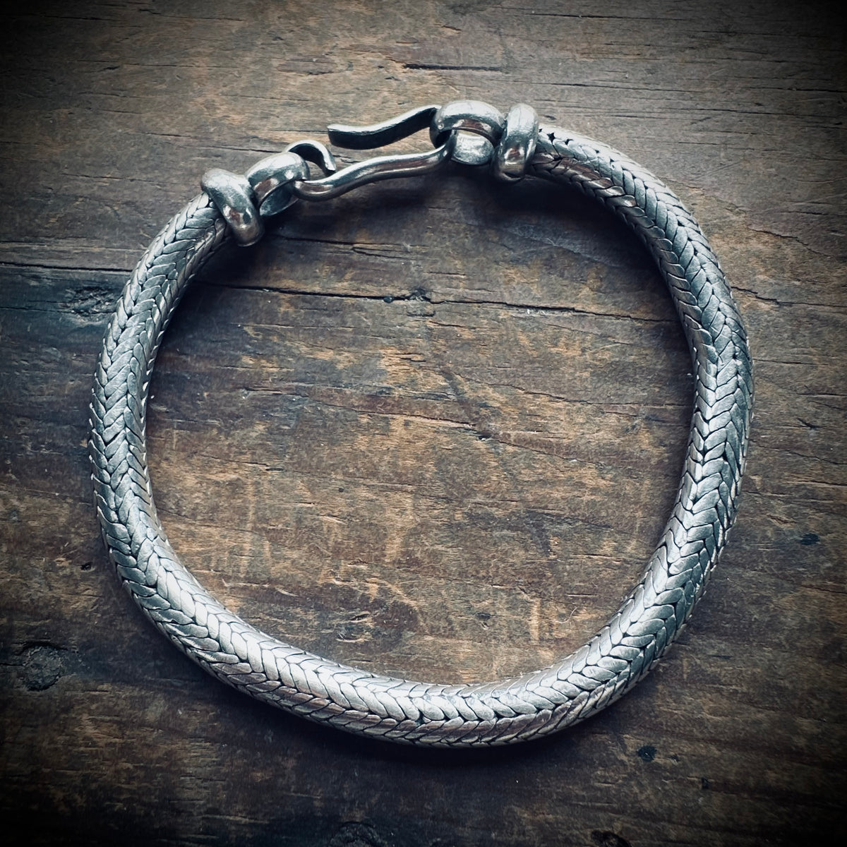 8.5” 55g sterling silver snake chain bracelet with heavy woven design
