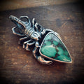 Sterling silver hallmarked scorpion pendant with turquoise