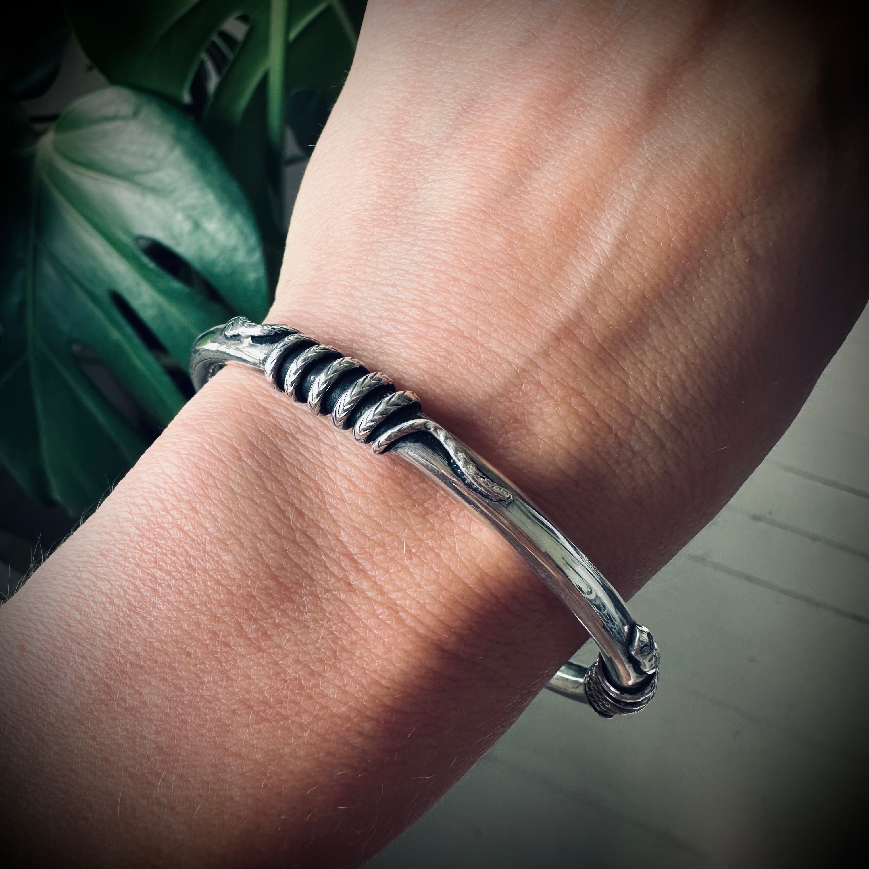8” vintage snake bangle in sterling silver