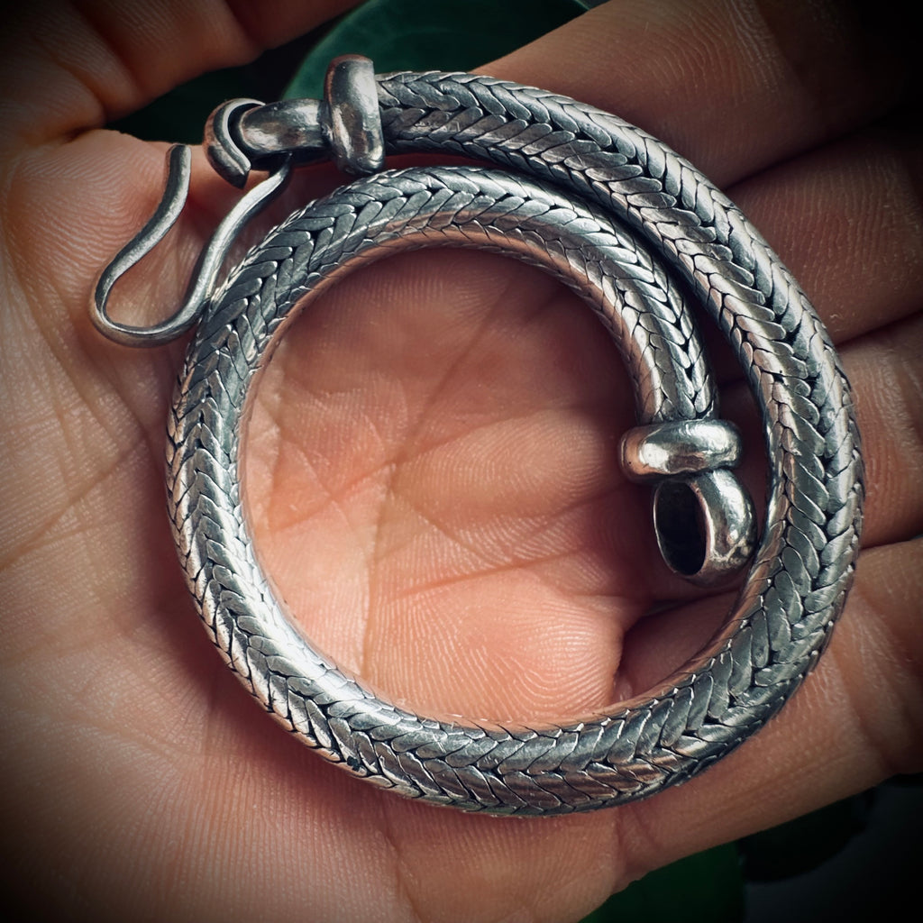 8.5” 55g sterling silver snake chain bracelet with heavy woven design