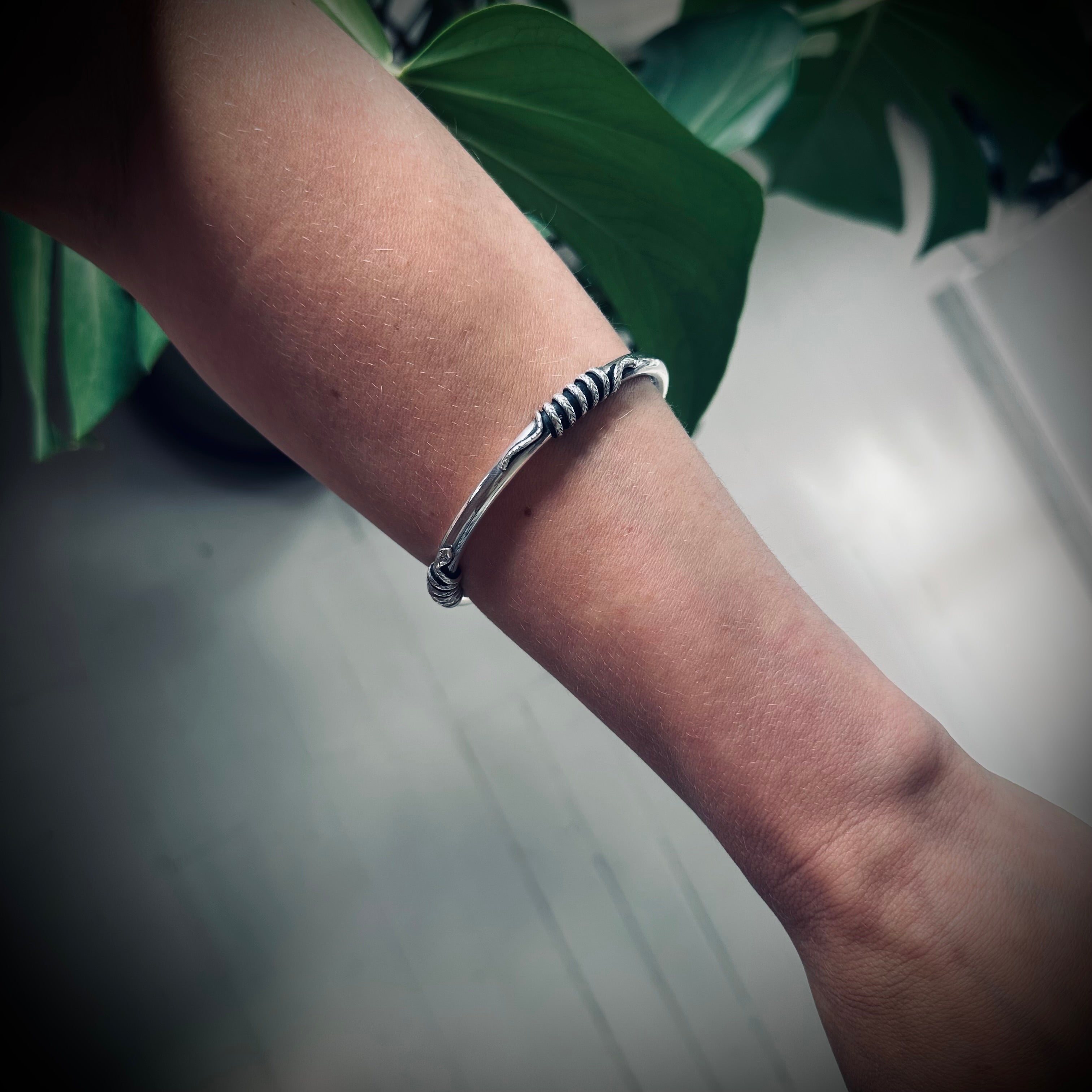 8” vintage snake bangle in sterling silver
