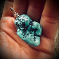 Chunky turquoise nugget pendant with sterling silver findings