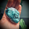 XL Vintage turquoise nugget pendant in sterling silver